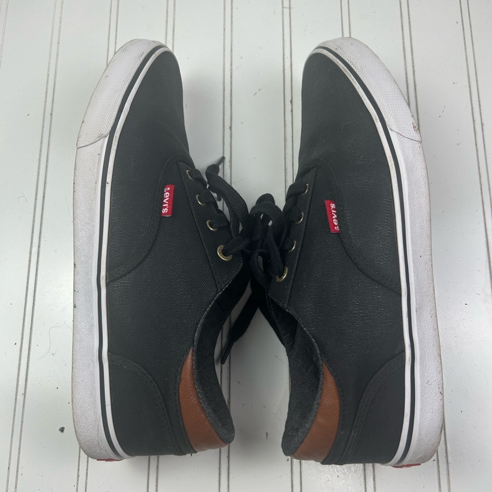 Levi’s Black Canvas Low Top Casual Streetwear Sneakers Men’s Size 9.5 - Picture 8 of 11